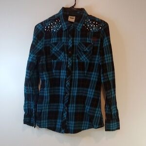 Harley Davidson Motorcycles Flanel Full Button Up Genuine Women's Sz Med EUC!